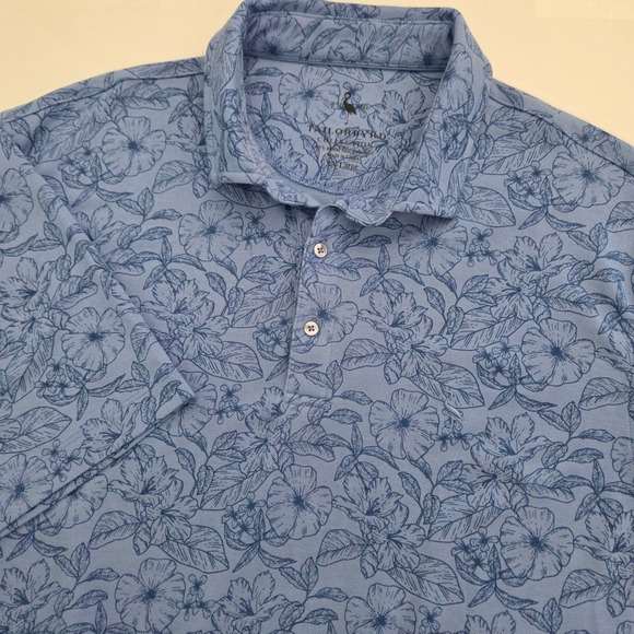 Tailorbyrd Other - Tailorbyrd Polo Shirt Blue All Over Floral Hibiscus Print Mens XXL